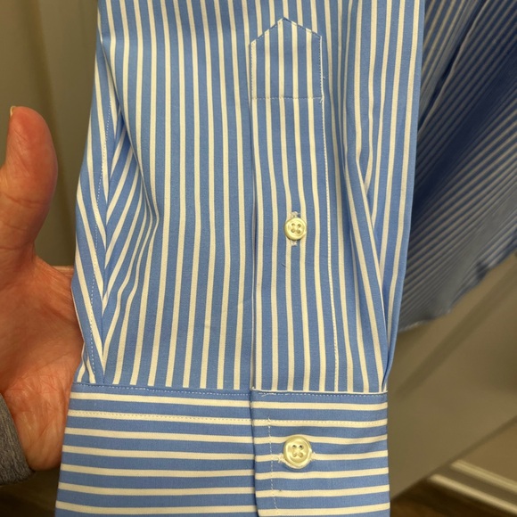 Polo Ralph Lauren mens dress shirt button down long sleeve blue white stripe XLT - Picture 3 of 11